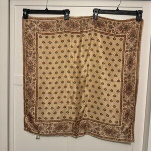 Cacharel For Glentex 100% Silk Scarf Japan Vintage Brown Paisley Floral 1970's